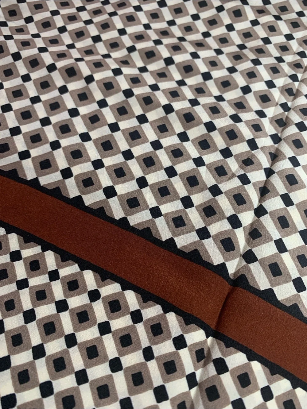 Givenchy Geometric Silk Scarf in Brown, Black & Cream